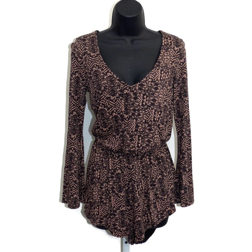 Billabong Tribal Print Romper Brown Beige Small